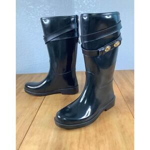 Coach New York Trisha Black Patent Rain Boots Size 6B
